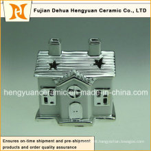 Ion Plating House Shape Ceramic Chimney for Christmas Decoration, (Home Decoration)